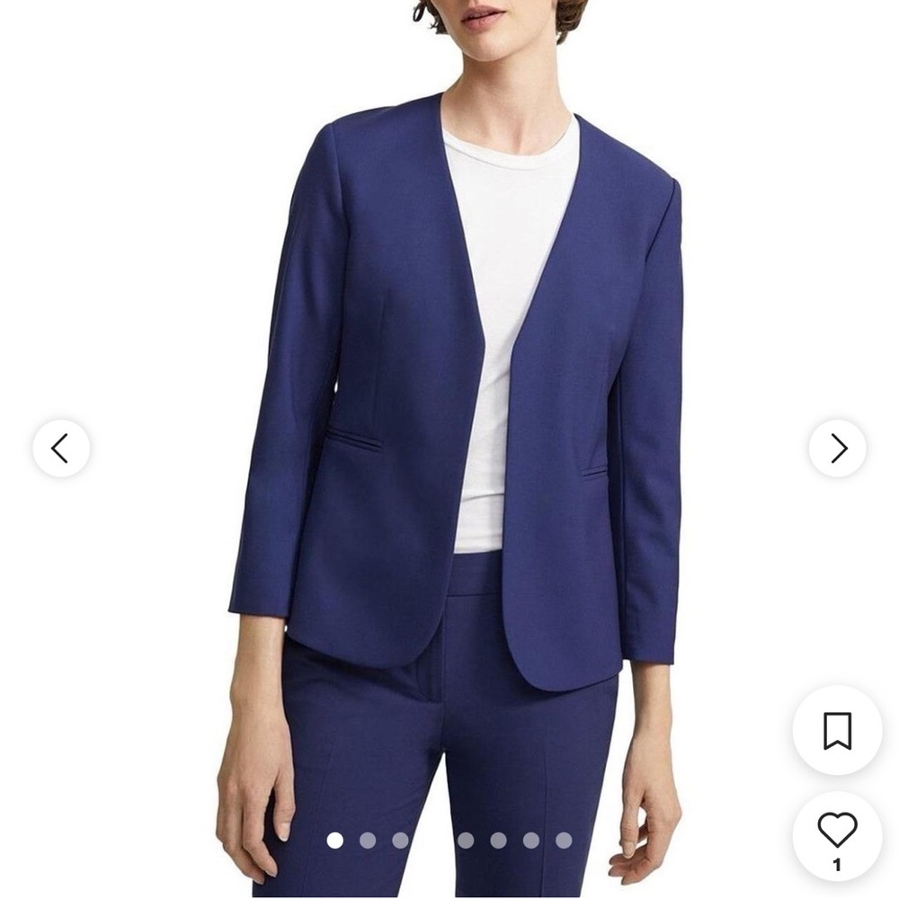 Women's Theory Navy Wool Lindrayia B Admiral Crepe Jacket